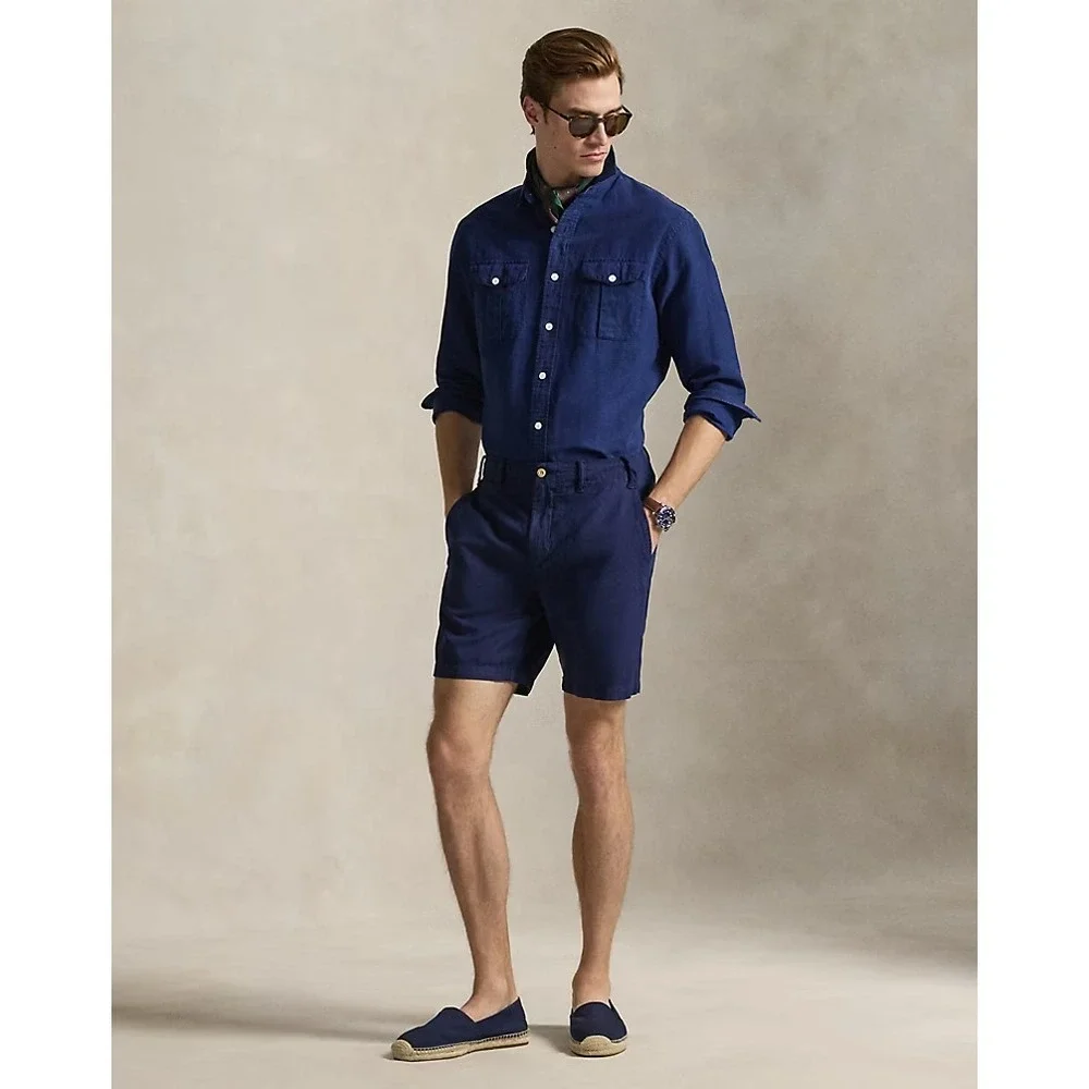 Polo Ralph Lauren  Navy Blue Stretch Classic Fit Chino Shorts Pockets